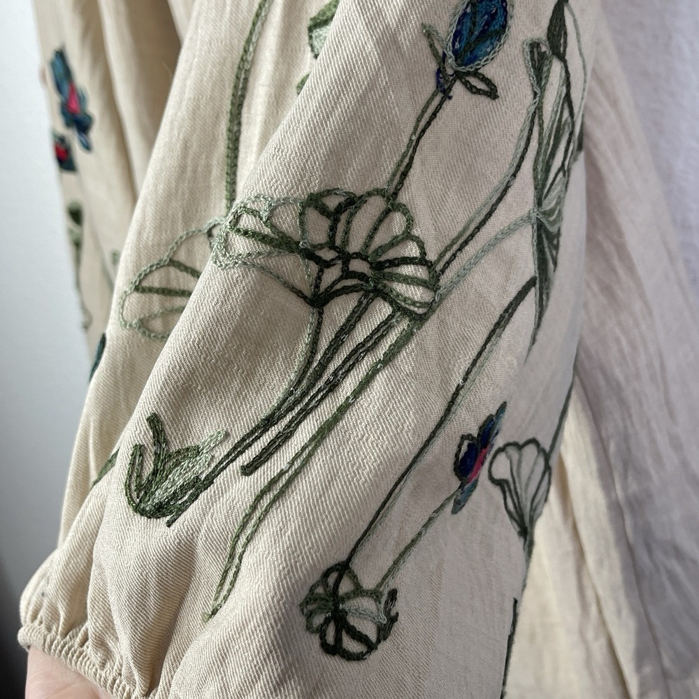 NWT Olivia & Martin Boho Embroidered Peasant Blouse Ballon Sleeves‎ Size 3X - Picture 4 of 11